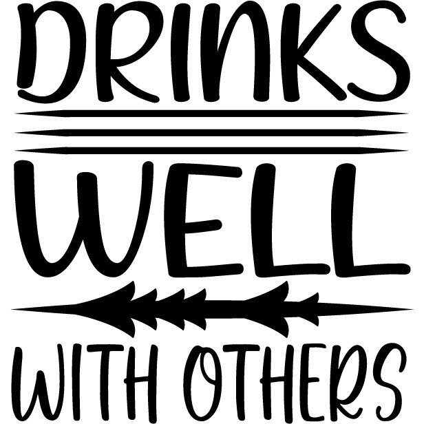 Sticker decorativ perete / geam, Drinks well with others, 30x31 cm