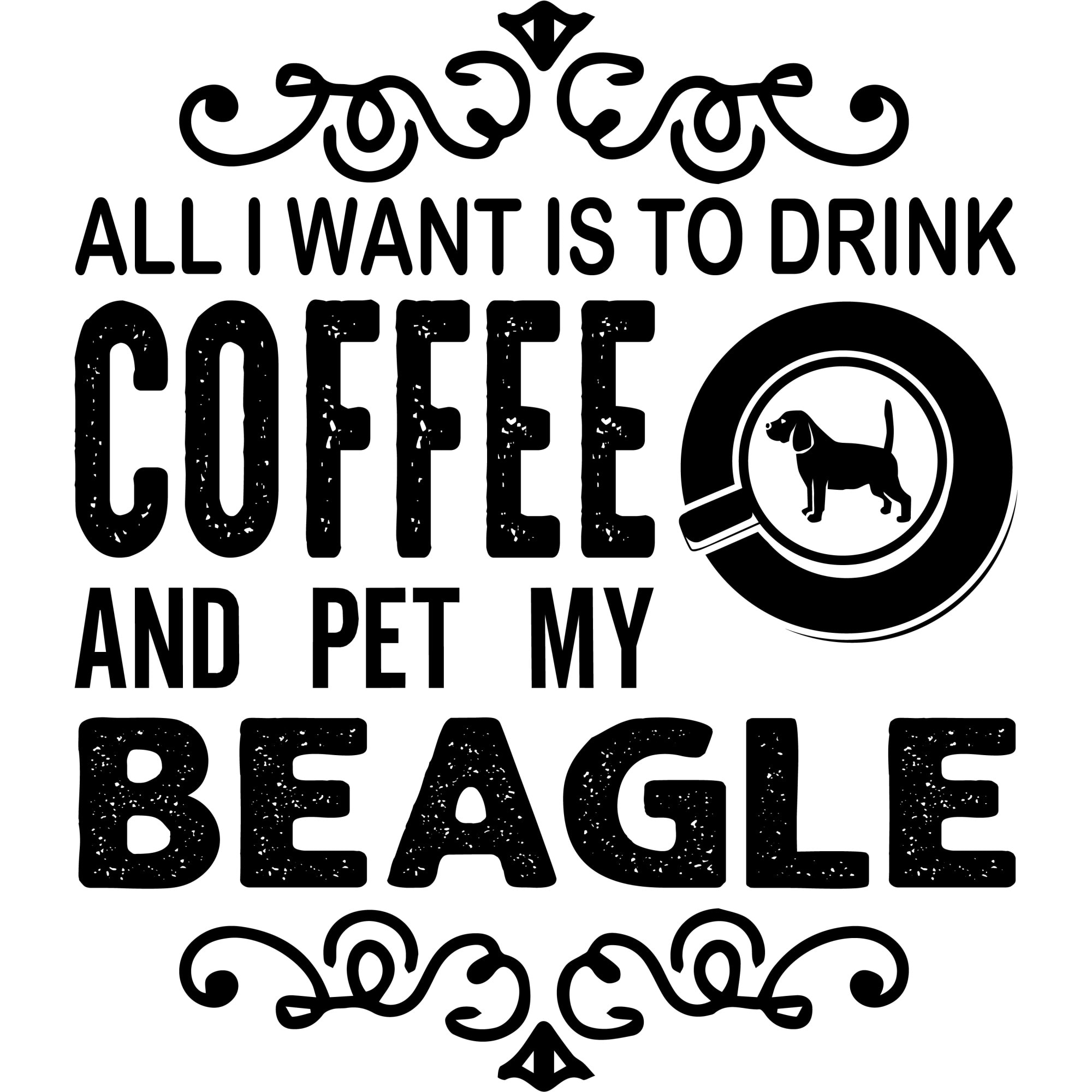 Sticker decorativ perete / geam, All I want is to drink coffee, 30x35 cm