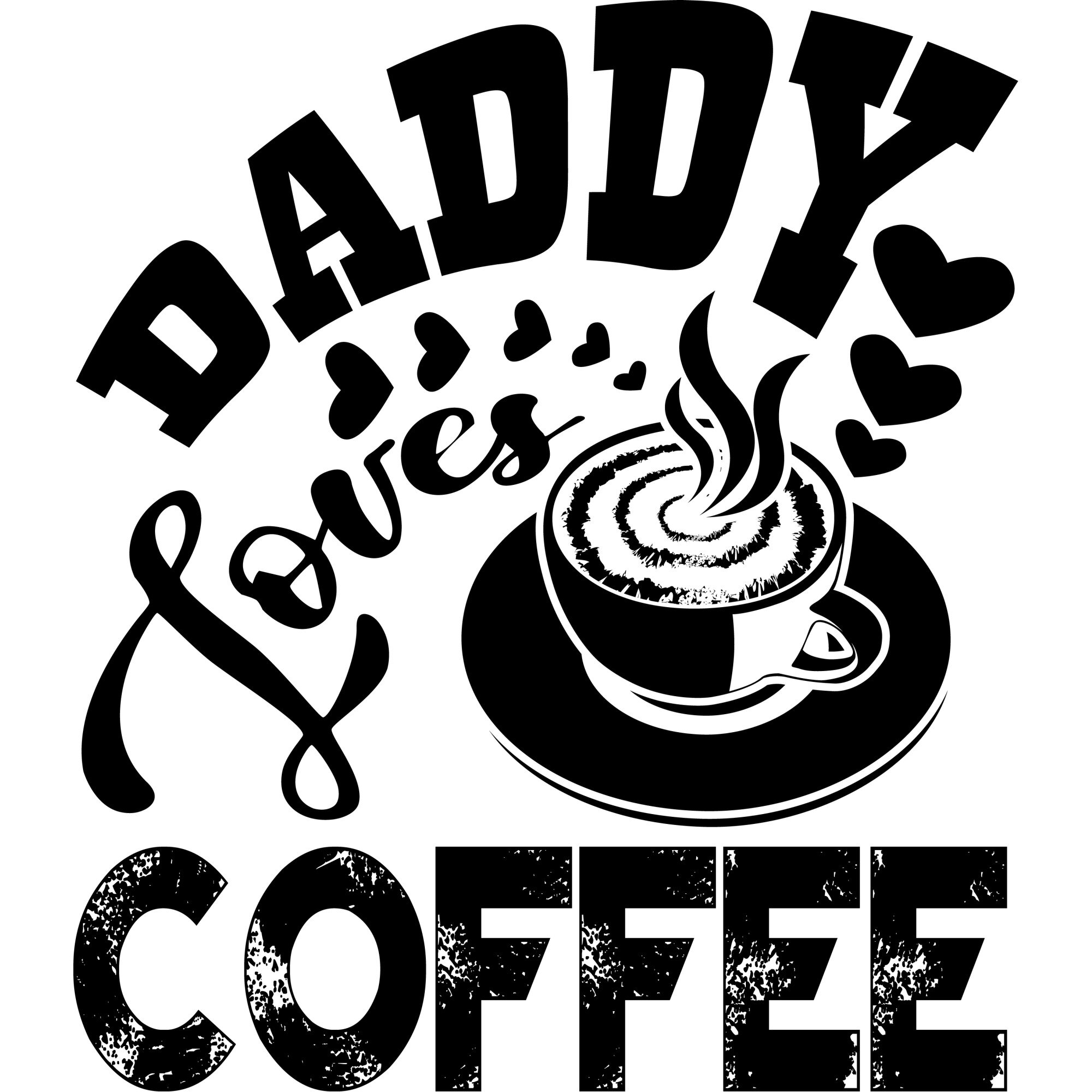 Sticker decorativ perete / geam, Daddy loves coffee, 30x35 cm