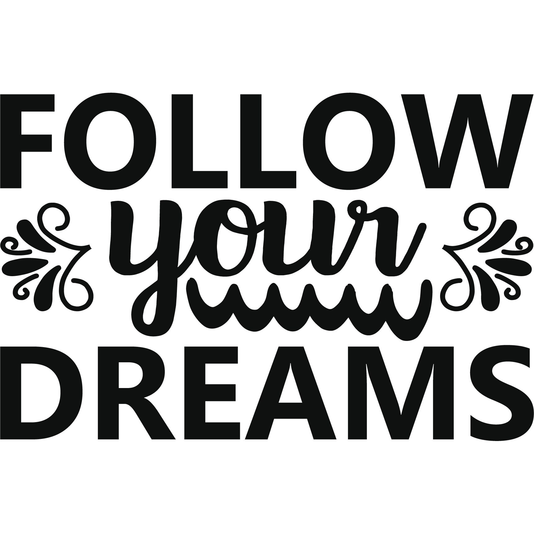 Sticker decorativ perete / geam, Follow your dreams, 30x20 cm
