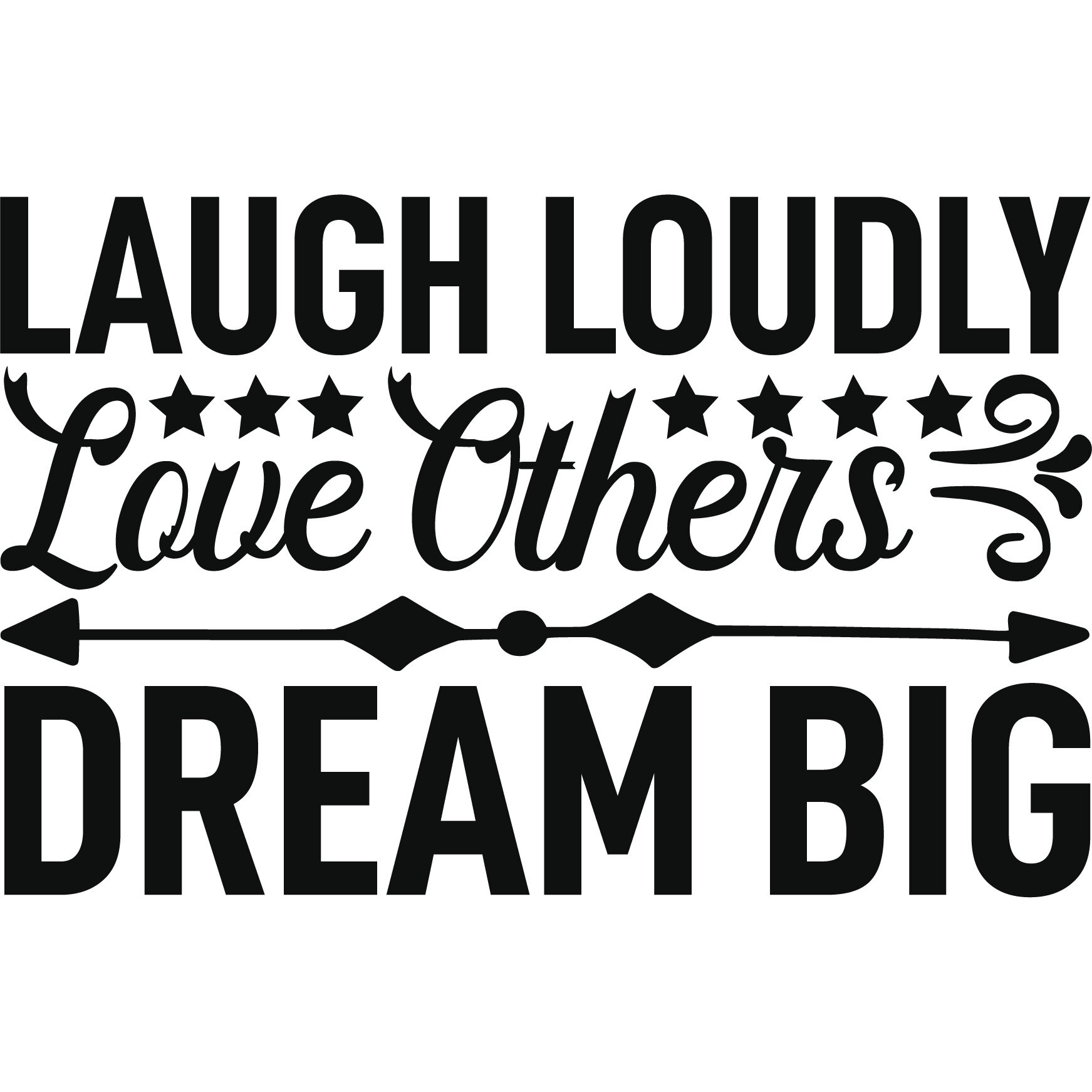 Sticker decorativ perete / geam, Laugh Love Dream, 30x19 cm