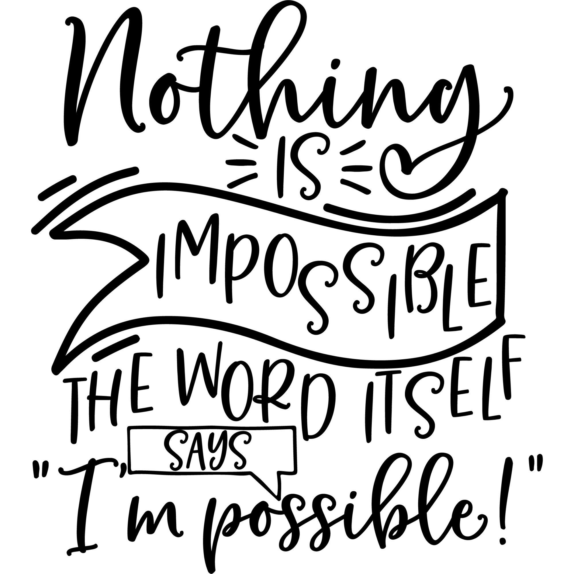 Sticker decorativ perete / geam, Nothing is impossible, 30x33 cm