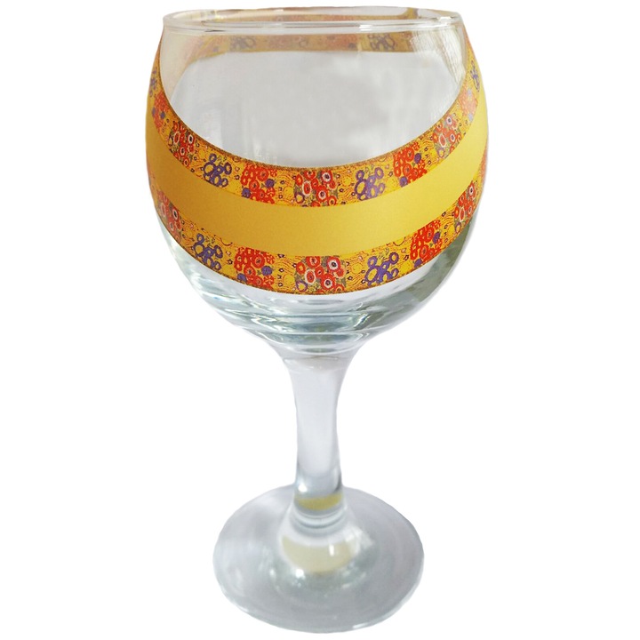 Комплект чаши вино SmartDecor 6117, Стъкло, 220 мл, 6 чаши, Мотиви от Целувката