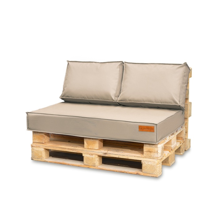 Комплект декоративни възглавници за мебели от палети, градински възглавници, възглавница за седалка + 2x възглавница за облегалка, бежово