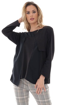 Bluza de dama, ROH, cu piese asimetrice, One Size, Negru, 36-42 Bluza de dama, ROH, cu piese asimetrice, One Size, Negru, 36-42
