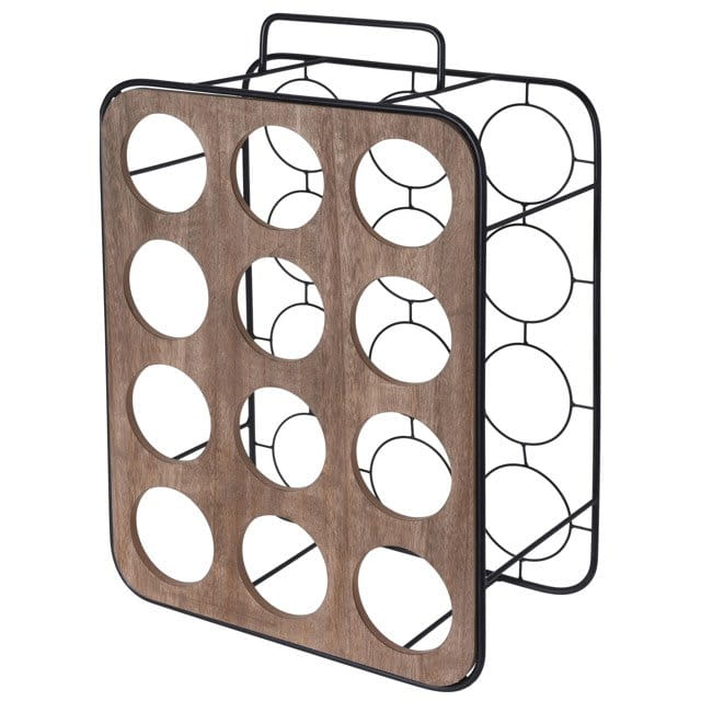 Suport sticle vin, 12 sticle, lemn/metal, 38x22x55 cm