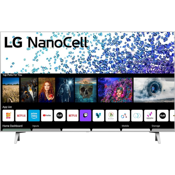 Телевизор LG 43NANO773PA, 43" (108 см), Smart, 4K Ultra HD, LED, Клас G, Цвят Мръсно Бял
