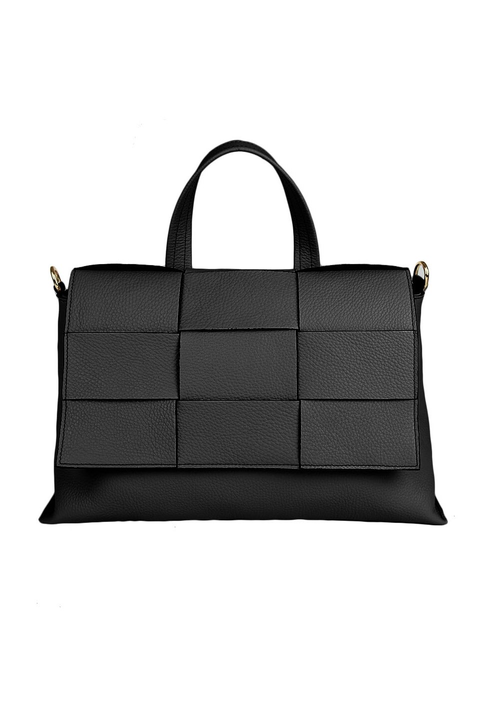 Geanta de ocazie cu clapeta Flavia Da Firenze, din piele naturala tip dollaro, de mana si umar, negru, LaRue