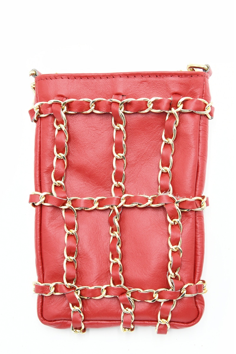 Geanta de ocazie Festa Da Firenze, din piele naturala tip sauvage, de mana si umar, rosu, LaRue