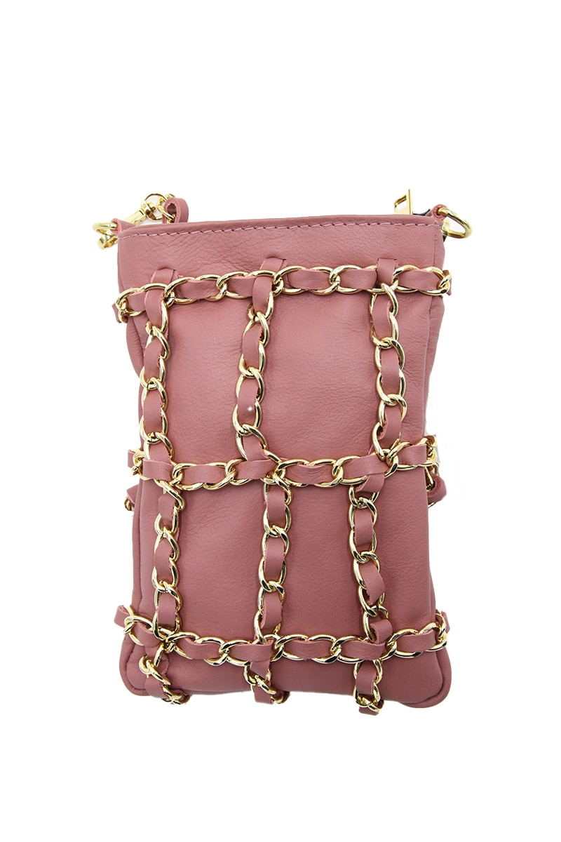 Geanta de ocazie Festa Da Firenze, din piele naturala tip sauvage, de mana si umar, roz antic, LaRue