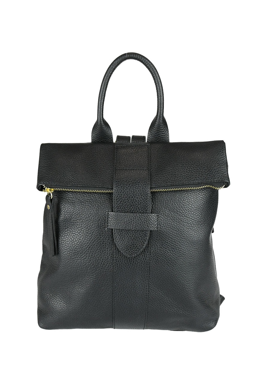 Rucsac geanta office Modello Da Firenze, din piele naturala tip dollaro, negru, LaRue