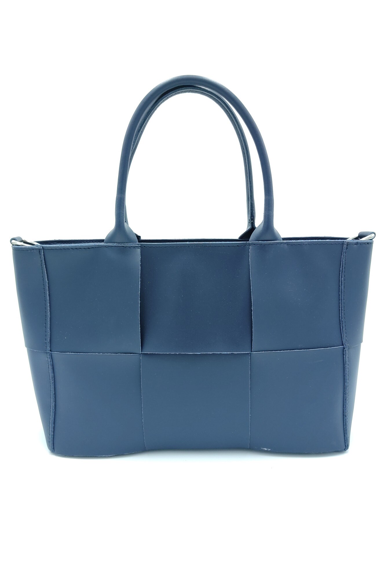 Geanta office Bellezza Da Firenze, din piele tip ruga, de mana si umar, albastru jeans, LaRue