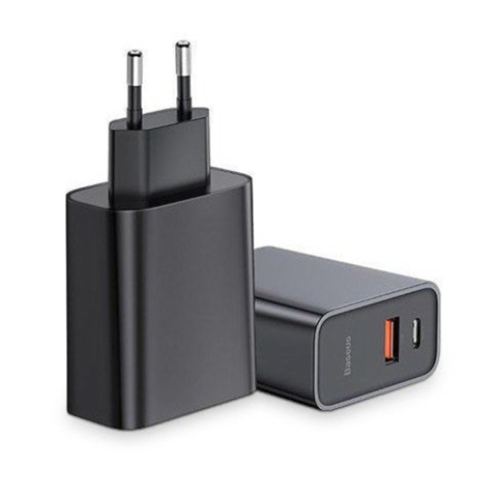 Мрежово зарядно Baseus PPS+USB, 30W, QC 3.0, Power Delivery, Черен