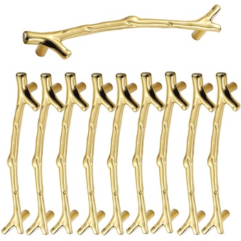 Set 10 manere mobilier si suruburi montare STOEX, Zinc, Aspect crenguta, 24x25x162 mm, Auriu Set 10 manere mobilier si suruburi montare STOEX, Zinc, Aspect crenguta, 24x25x162 mm, Auriu