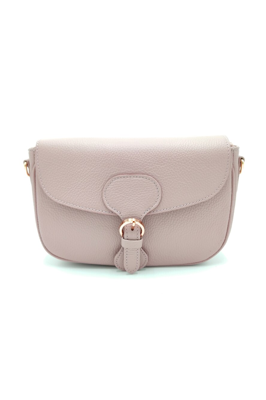 Geanta casual Giulia Da Firenze, din piele naturala tip dollaro, de umar, roz prafuit, LaRue