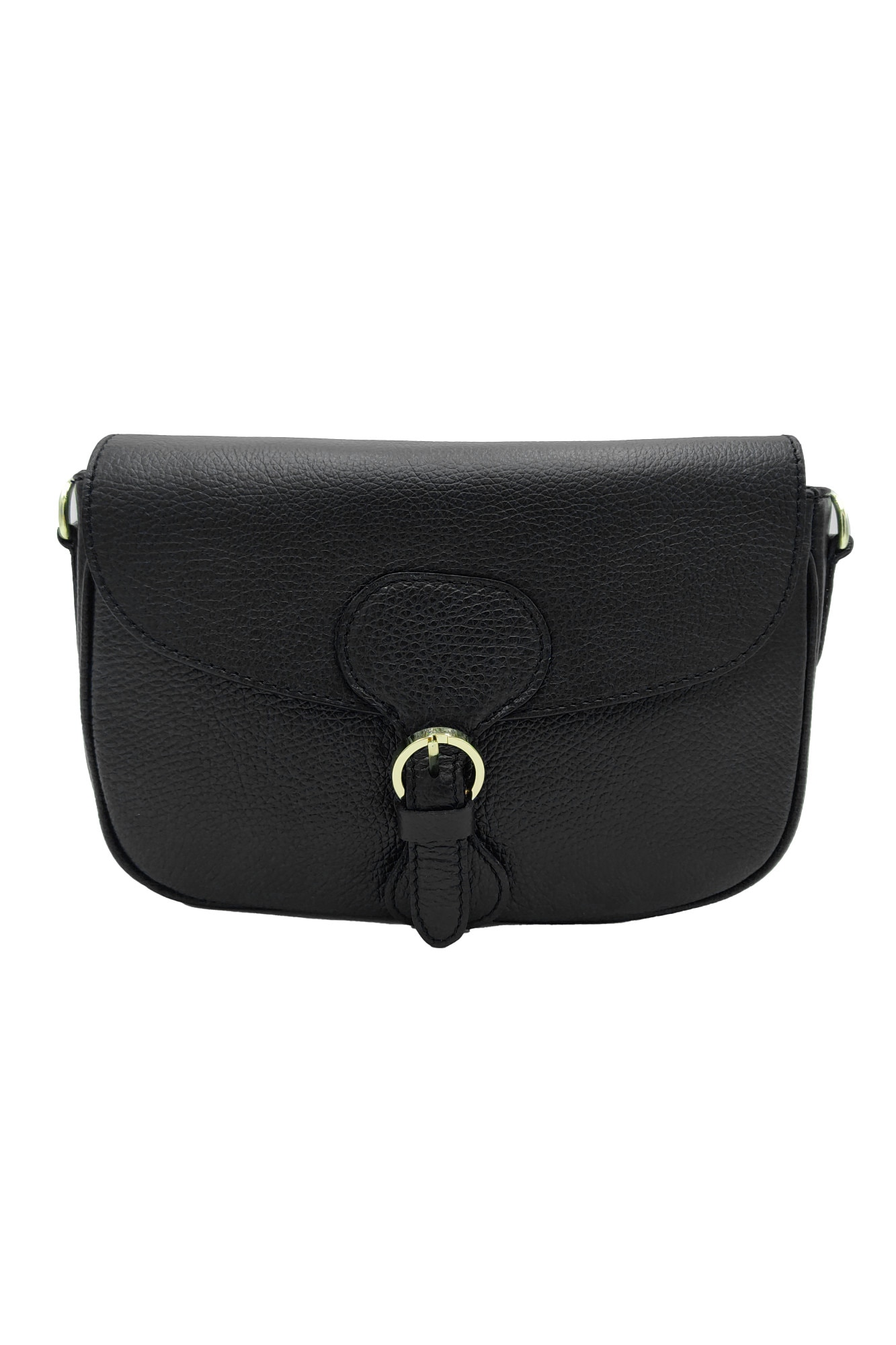 Geanta casual Giulia Da Firenze, din piele naturala tip dollaro, de umar, negru, LaRue