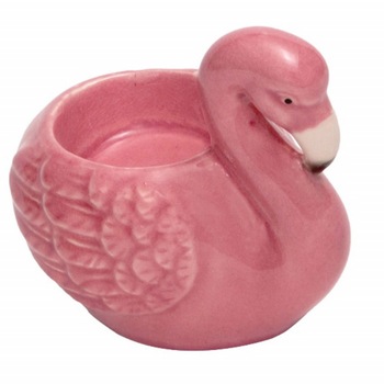 Suport decorativ din ceramica pentru lumanare Pufo, model Flamingo Suport decorativ din ceramica pentru lumanare Pufo, model Flamingo