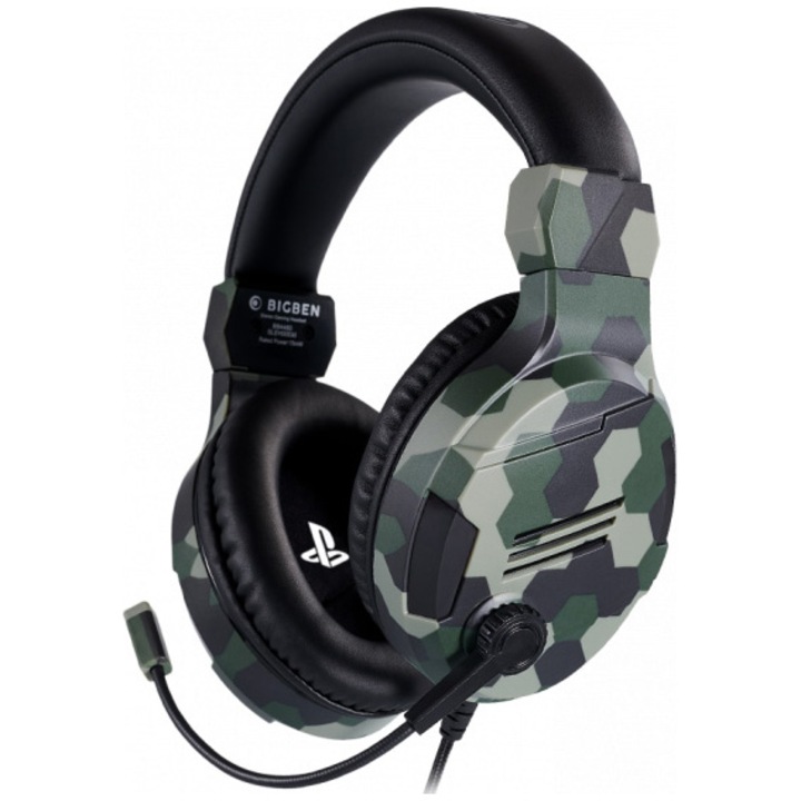 Слушалка Gaming Stereo BigBen Headset, Лиценз за Sony PlayStation, PC, Jack 3.5 мм, Кабел 1.2 м, Camo