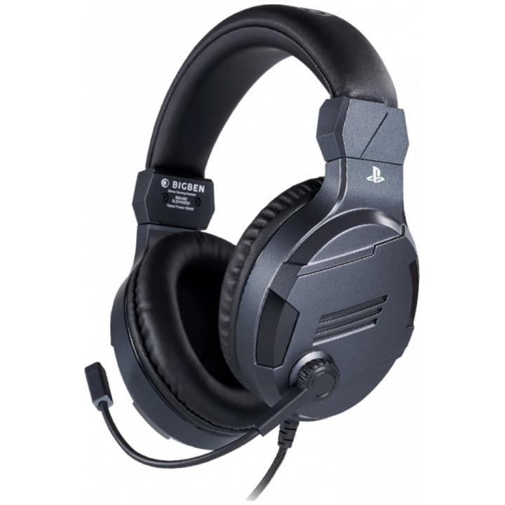 Слушалка Gaming Stereo BigBen Headset, Лиценз за Sony Playstation, PC, Jack 3.5 мм, Кабел 1.2 м, Titanium