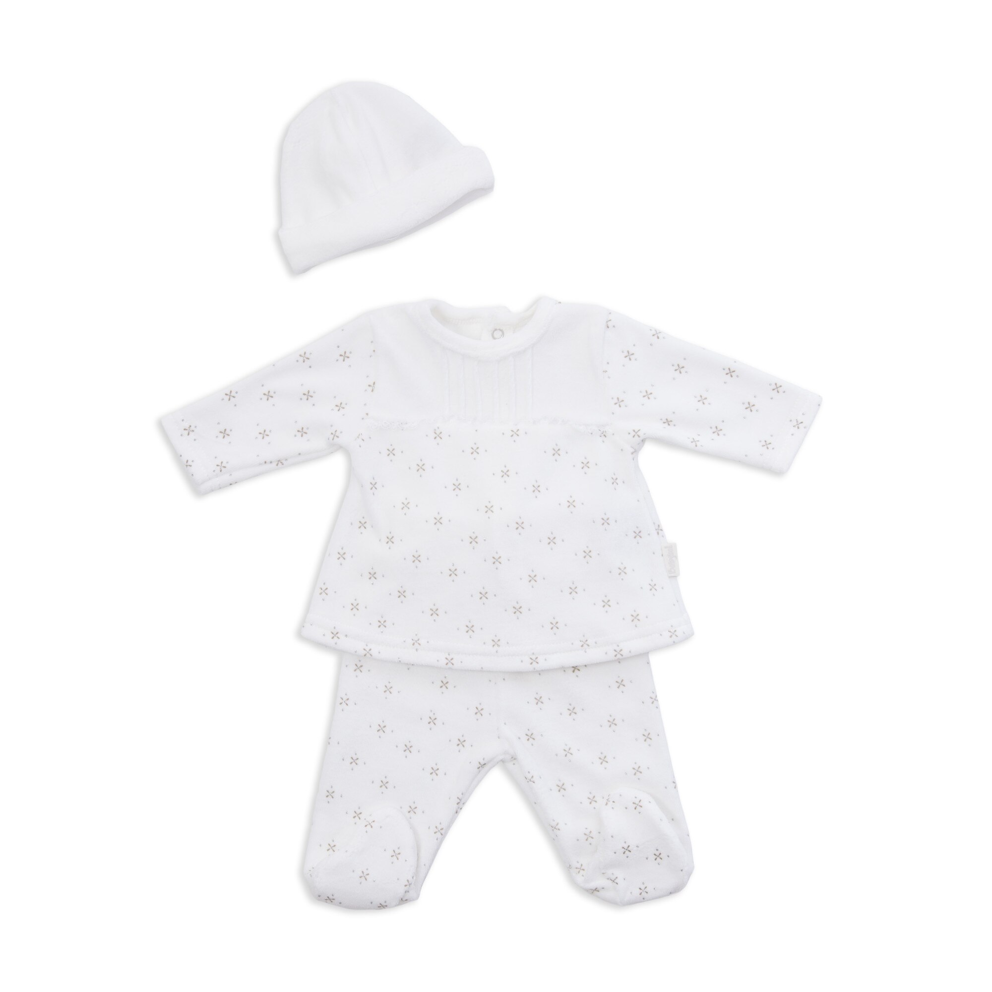 Costumas 3 piese Babybol , fetita, stelute aurii, crem, 6 luni, 68 cm