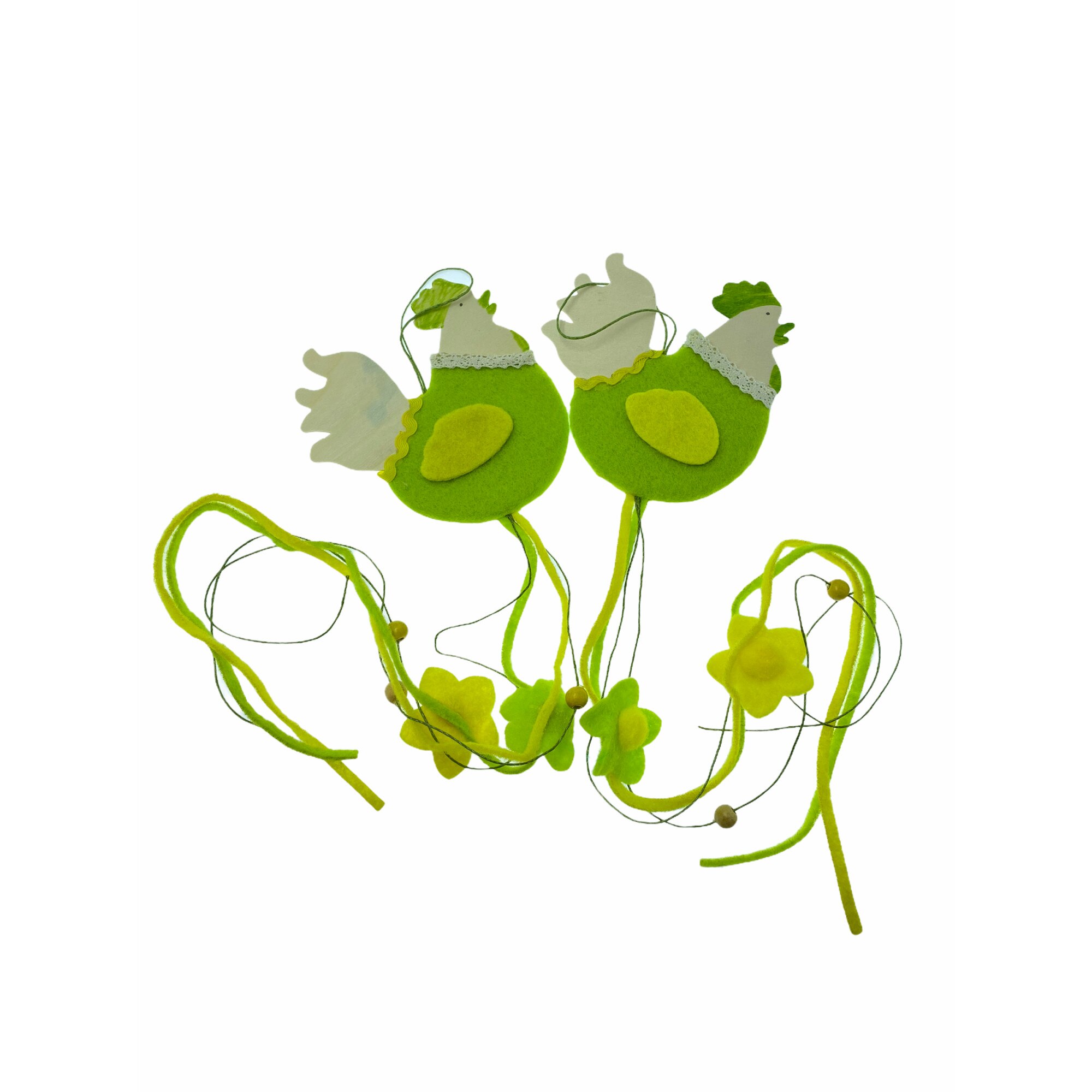 Set 2 accesorii decorative, Atelier, Verde, Pui, 60cm