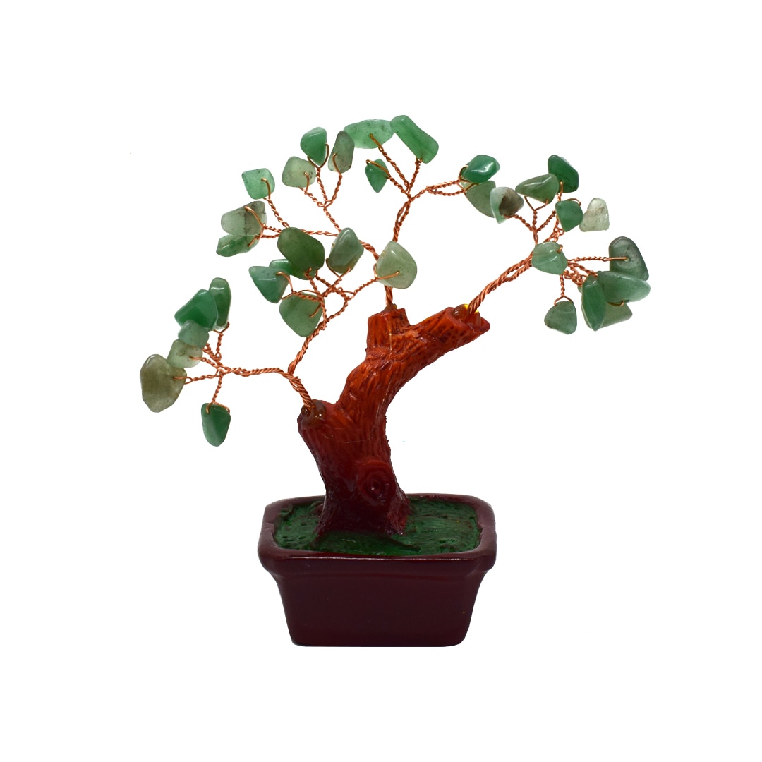 Copacel Feng Shui cu pietre semipretioase, Naimeed D3011, inaltime 13 cm, culoare Verde