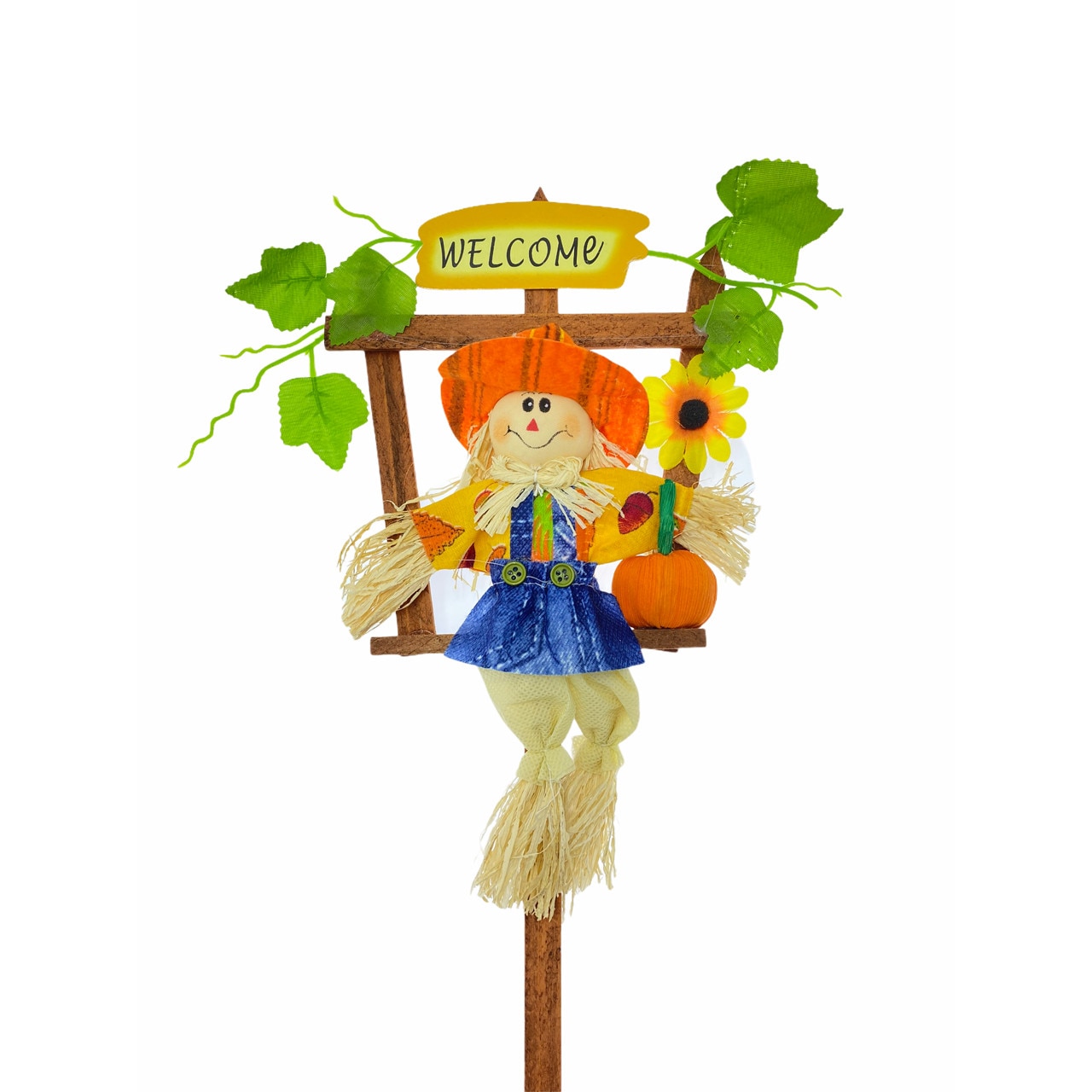 Figurina decorativa pentru Paste, Welcome, Atelier, Portocaliu/Albastru, 50cm