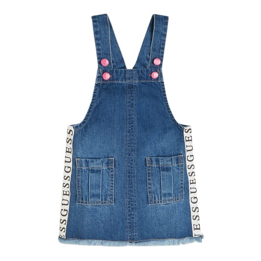 Salopeta fete Guess, denim cu logo, Denim