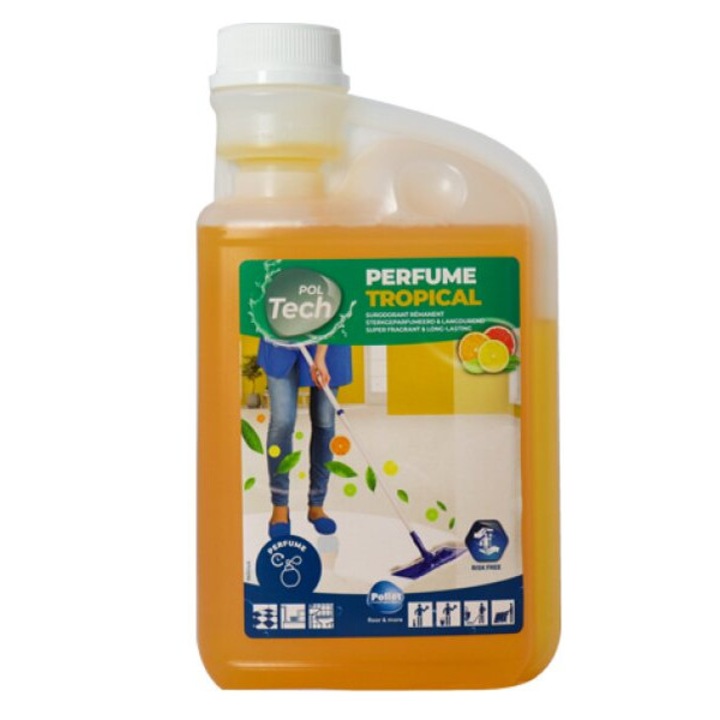 Detergent parfumat concentrat pentru pardoseli si suprafete, Poltech Tropical, flacon 1 litru