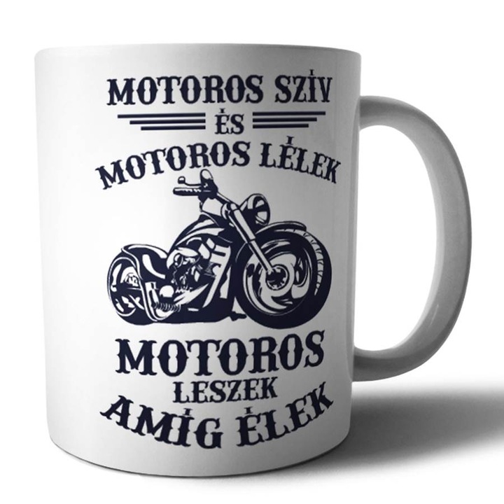Motoros szív mintás porcelán bögre