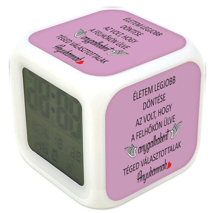 Te-am ales pentru mama mea, ceas cu lumina schimbatoare de 7 culori, ceas cu alarma, termometru