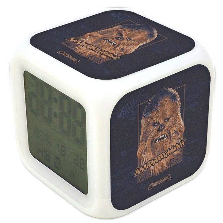 Star Wars Chewbacca 2 színváltós világító óra ébresztő hőmérő