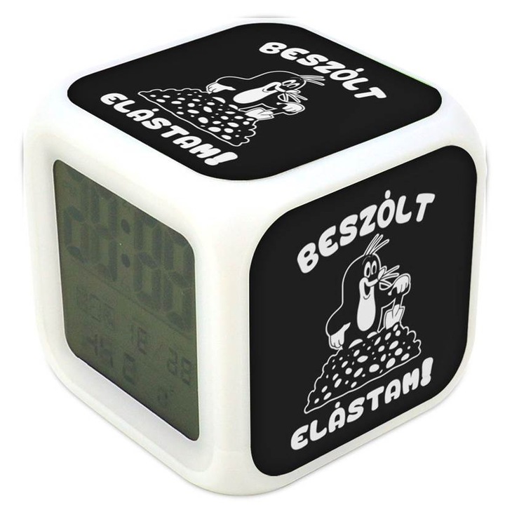 Ceas decorativ, Mobiltokguru, Mi-am ingropat vocea Kisvakond cu 4 culori, cu alarma, termometru