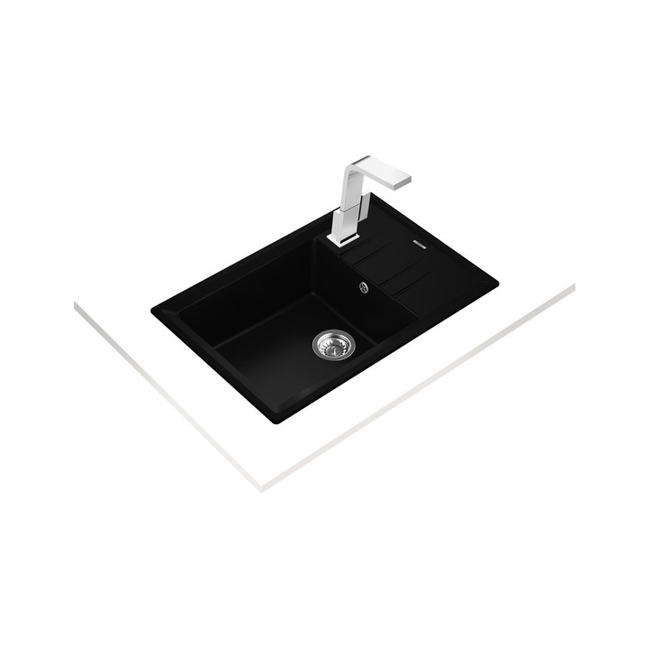 Teka Maestro konyhai mosogató, Stone 60 s-tg fekete, gránit mosogató, beépíthető, 78 x 51 cm, szintetikus gránitból