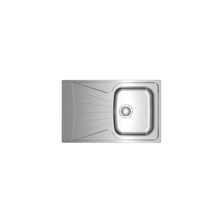 Mosogató Teka Easy, Starbright 45 e-xm 1b 1d sima, 79 x 50 cm, rozsdamentes acél 18/10 króm/nikkel