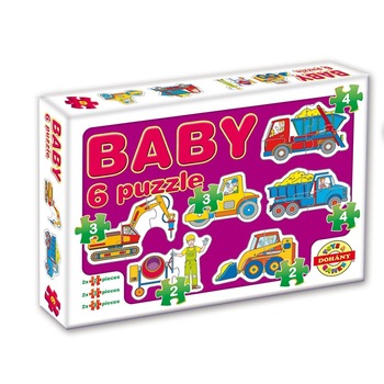 Puzzle clasic Baby, Dohany, Utilaje de constructii cu 6 imagini, 18 piese, 2 ani+, Multicolor Puzzle clasic Baby, Dohany, Utilaje de constructii cu 6 imagini, 18 piese, 2 ani+, Multicolor