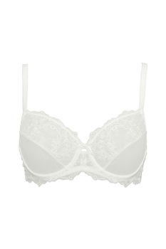 Sutien fara burete din dantela moale cu un motiv floral pretios, Glam 1940, Alb Sutien fara burete din dantela moale cu un motiv floral pretios, Glam 1940, Alb
