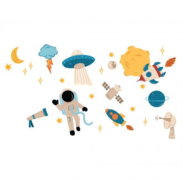 Sticker decorativ perete, standard, model space, 50x35, multicolor