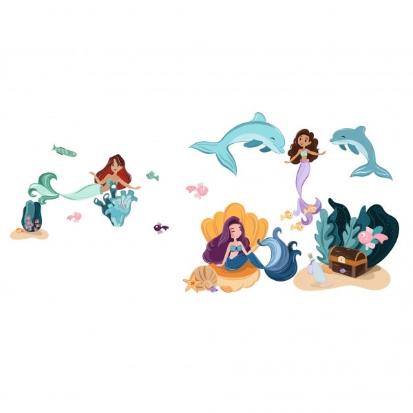 Sticker decorativ perete, standard, model sirene, 200x150, multicolor