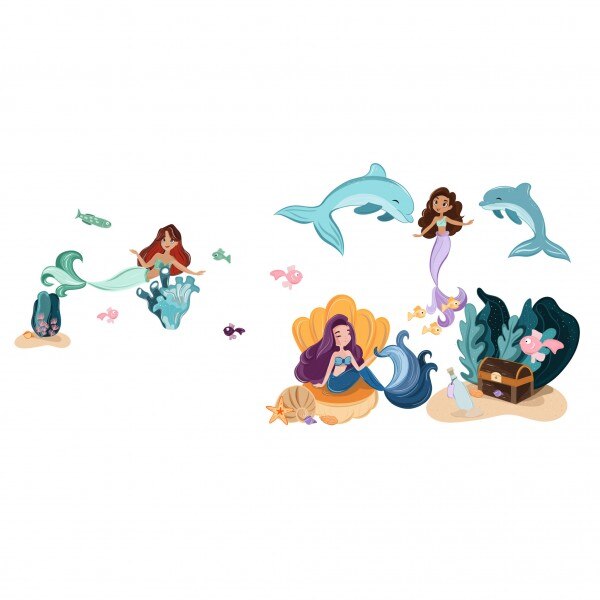 Sticker decorativ perete, premium, model sirene, 100x75, multicolor