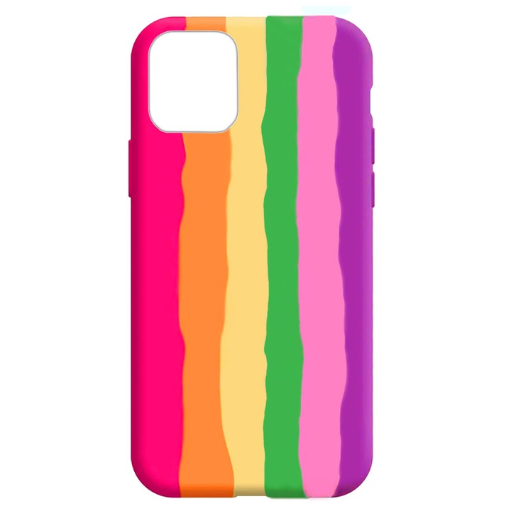 Кейс за iPhone 11 - Rainbow, Silicon Soft Feeling, кадифена вътрешност, матова повърхност - Gekko Multicolor