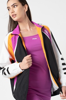 Fila, Jacheta usoara cu design colorblock Abeni, Negru/oranj/violet ametist Fila, Jacheta usoara cu design colorblock Abeni, Negru/oranj/violet ametist