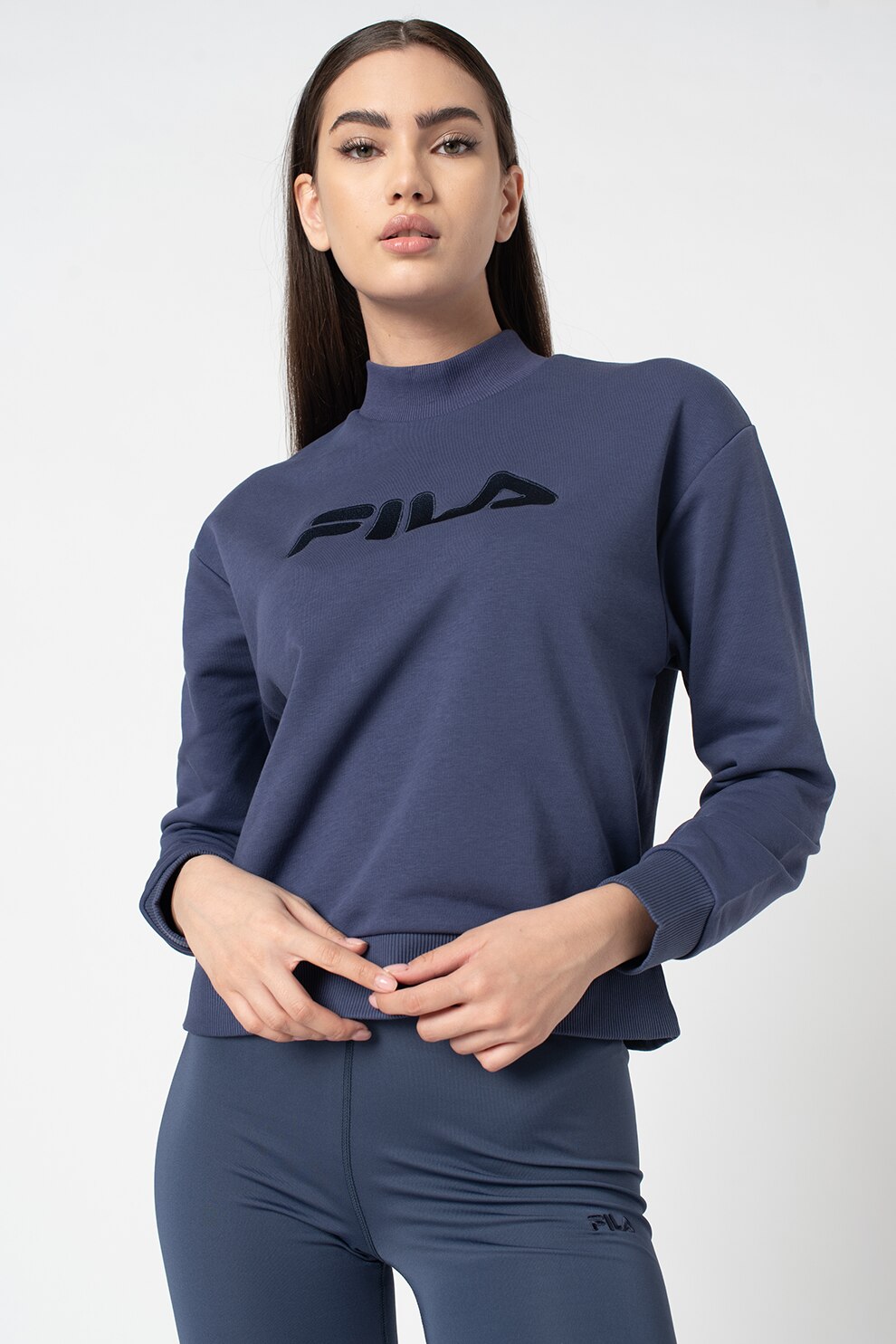 Fila, Bluza sport cu logo contrastant Fauna, Bleumarin, XS