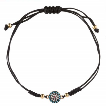 Bratara eleganta ajustabila cu snur si pandantiv Pufo in forma de floare cu pietricele albe, Flower Eye Bratara eleganta ajustabila cu snur si pandantiv Pufo in forma de floare cu pietricele albe, Flower Eye