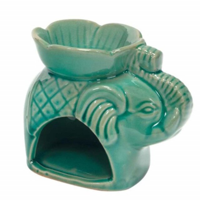 Vas din ceramica pentru aromaterapie Pufo, model elefant, verde
