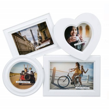 Rama foto decorativa cu 4 poze, model Pufo Love, 30 cm, alb Rama foto decorativa cu 4 poze, model Pufo Love, 30 cm, alb