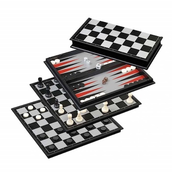 Set joc 3 in 1 de sah, dame, table pentru copii si adulti cu piese magnetice, 30 x 30 cm Set joc 3 in 1 de sah, dame, table pentru copii si adulti cu piese magnetice, 30 x 30 cm