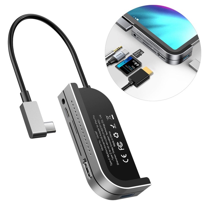 Мултифункционален хъб Baseus Hub от USB-C към USB 3.0, 4K HDMI, Tf, Card Reader, SD, USB-C, PD, 3.5mm мини джак, тъмно сив