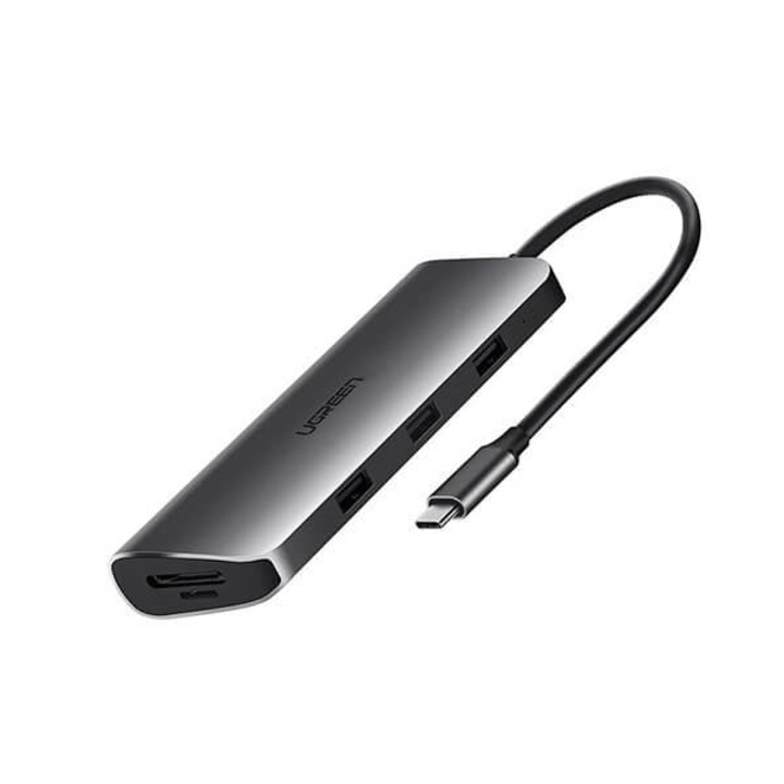 UGREEN 8 az 1-ben USB-C adapter HDMI 4K-hoz, 3x USB 3.0, Type-C, RJ45, SD, Micro SD (szürke)
