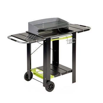 Gratar Mobil metalic pentru Curte sau Gradina cu 2 Rafturi Laterale, Gril si suport pentru Ustensile, 133x56x95 cm Gratar Mobil metalic pentru Curte sau Gradina cu 2 Rafturi Laterale, Gril si suport pentru Ustensile, 133x56x95 cm